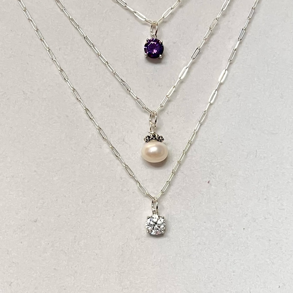 925 Sterling Silver. Three layers. Necklace - Picture 3 of 7